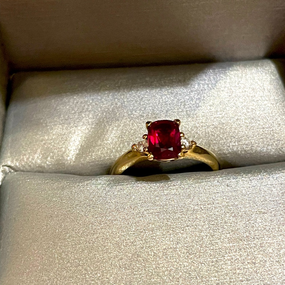Garnet and Diamond Engagement Ring